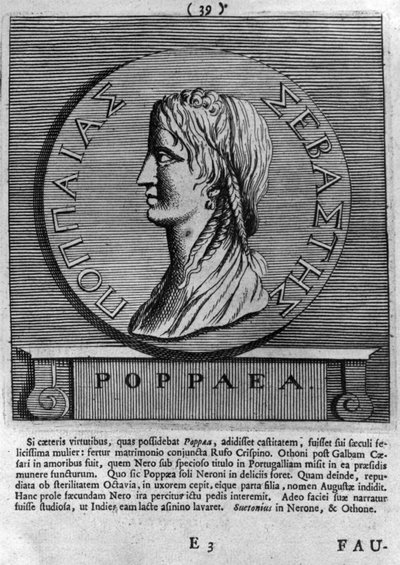 Poppaea Sabina, Gravur nach einer römischen Münze datiert 54-68 n. Chr. von Roman